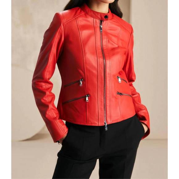 NEW DEA avery biker jacket in red - Picture 1 of 3